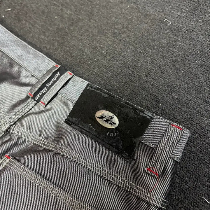 [BUNJANG] 00s Johnny Blaze Silver Wide Hip-Hop Pants / 00s 조니 블레이즈 유광 실버 힙합 와이드 팬츠 34