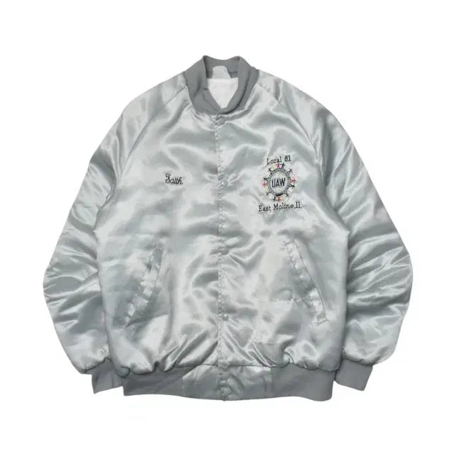 [BUNJANG] UAW Local 81 Satin Varsity Jacket - M / 90S USA 새틴 스타디움 자켓 M M0040