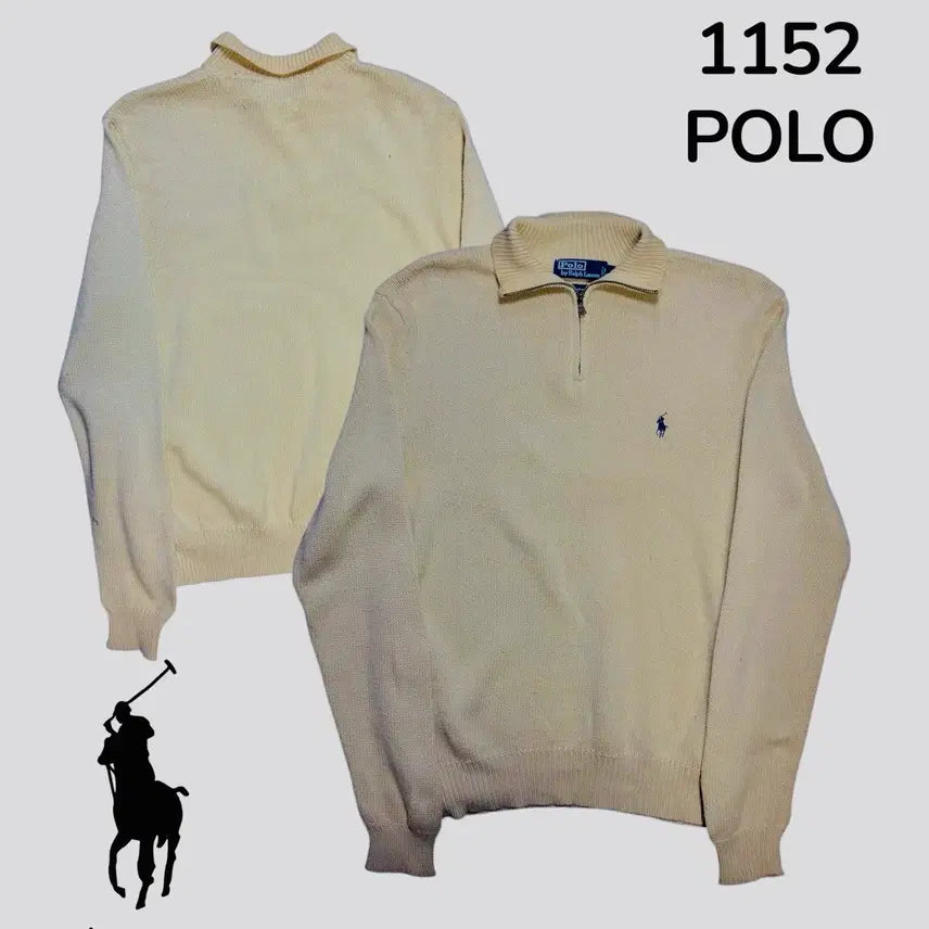 [BUNJANG] Polo Yellow Half-Zip Knit Sweater M / 폴로 옐로우 반집업 니트 M