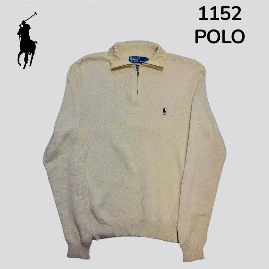 [BUNJANG] Polo Yellow Half-Zip Knit Sweater M / 폴로 옐로우 반집업 니트 M