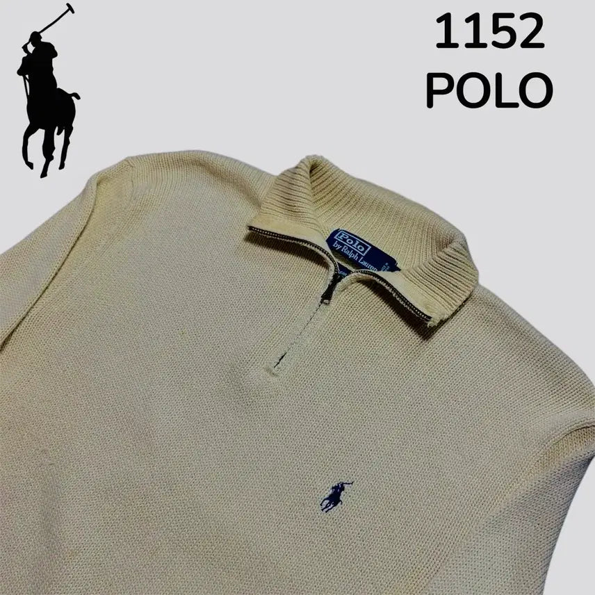 [BUNJANG] Polo Yellow Half-Zip Knit Sweater M / 폴로 옐로우 반집업 니트 M