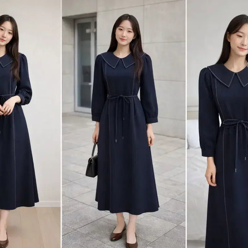 [BUNJANG] Acomma Studio Sailor Collar Long Dress - Navy / ACOMMA STUDIO 세일러카라 롱원피스 네이비 여성 롱원피스