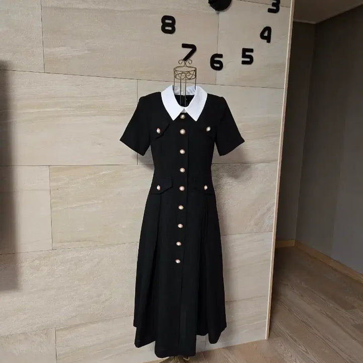 [BUNJANG] Pleated Collar Long Dress / [44] 플리츠 카라 롱 원피스