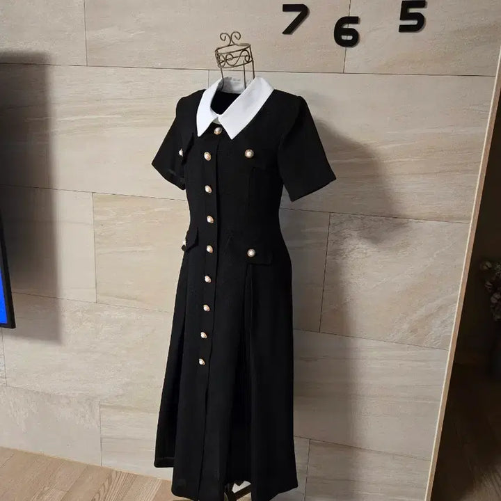 [BUNJANG] Pleated Collar Long Dress / [44] 플리츠 카라 롱 원피스