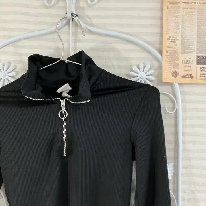 [BUNJANG] Vintage Black Half-Zip Stripe Long Sleeve Top / 빈티지 블랙 반집업 스트라이프 긴팔 934 y2k 스트릿 갸루 펑키 일본
