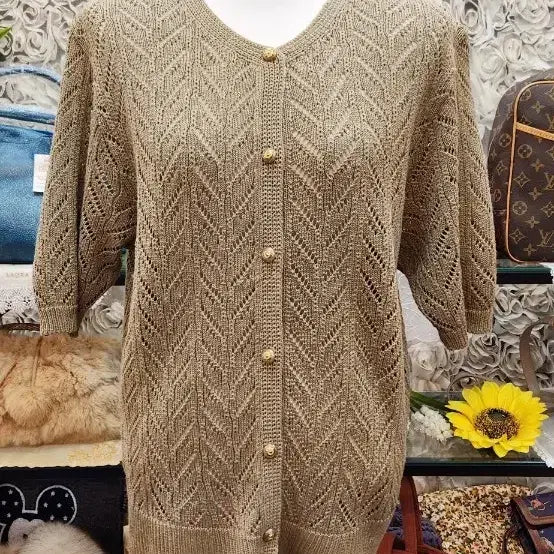 [BUNJANG] VIRIDIAN Linen Blend Knit Top (Size 66) / VIRIDIAN 마 혼방 니트 (66)