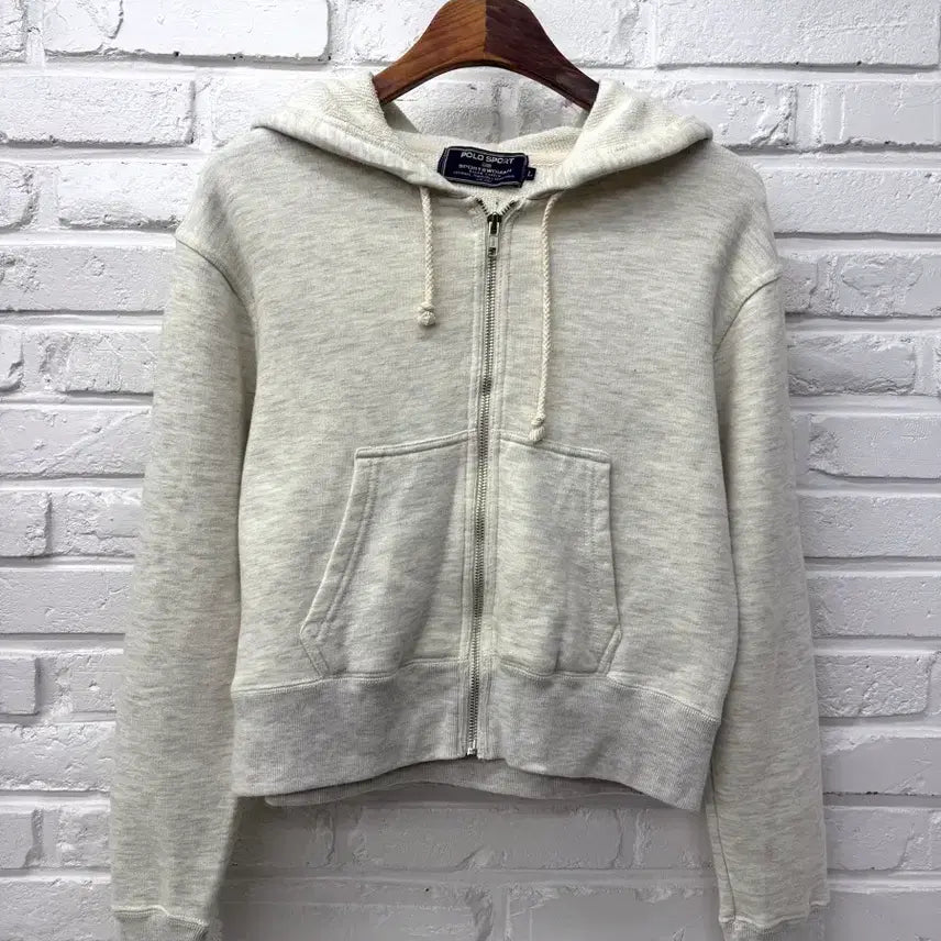 [BUNJANG] Polo Sport Melange Gray Crop Hooded Zip-up / 폴로 스포츠 멜란지그레이 크롭 후드집업