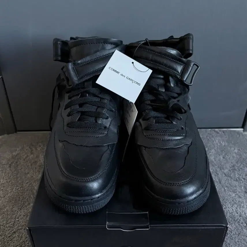[BUNJANG] Nike Comme des Garcons Air Force 1 Mid Black Sneakers / (280) 나이키 X 꼼데가르송 에어포스 미드 블랙