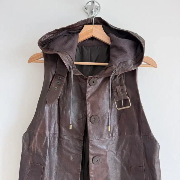 [BUNJANG] Pre-owned Lambskin Hooded Long Vest / Pre owned 램스킨 후드 롱 베스트