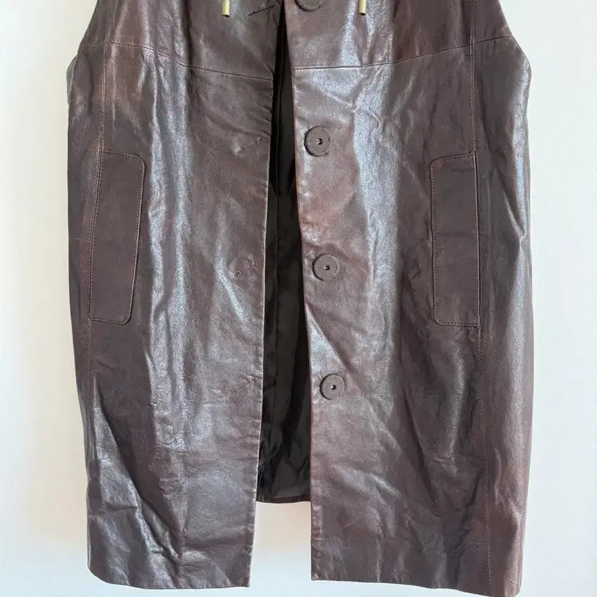 [BUNJANG] Pre-owned Lambskin Hooded Long Vest / Pre owned 램스킨 후드 롱 베스트