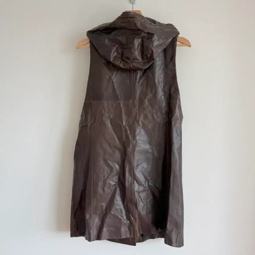 [BUNJANG] Pre-owned Lambskin Hooded Long Vest / Pre owned 램스킨 후드 롱 베스트