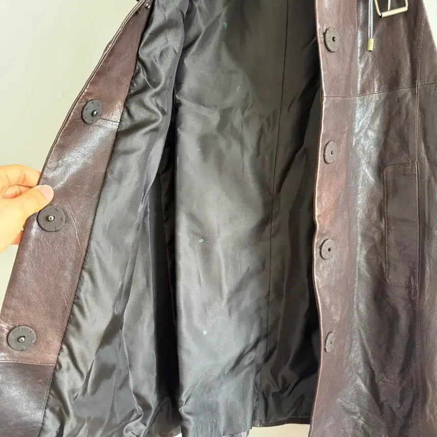 [BUNJANG] Pre-owned Lambskin Hooded Long Vest / Pre owned 램스킨 후드 롱 베스트