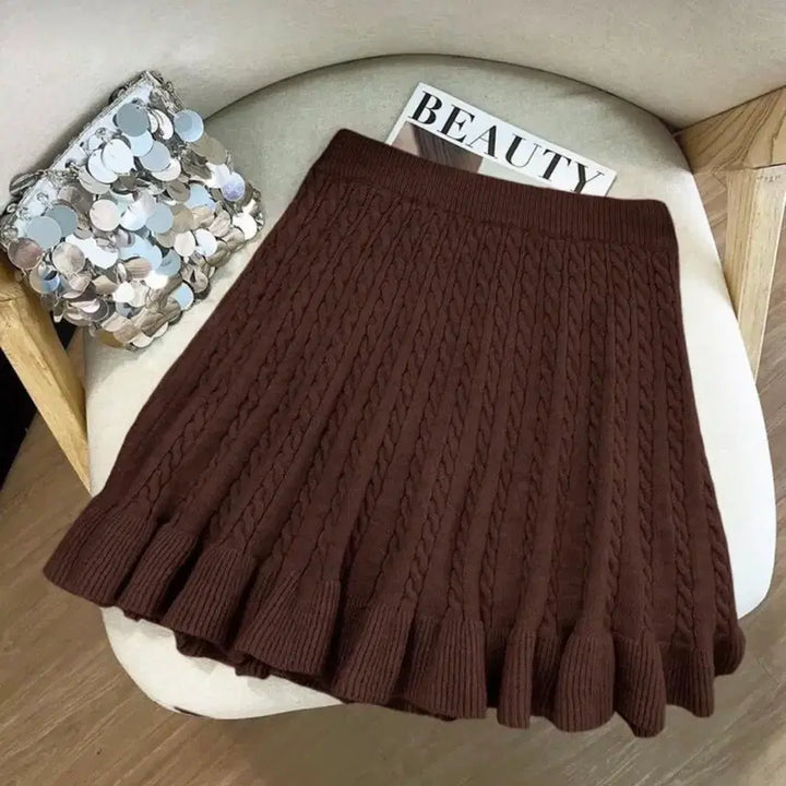 [BUNJANG] Brown Flare Skirt / 브라운 플레어 스커트