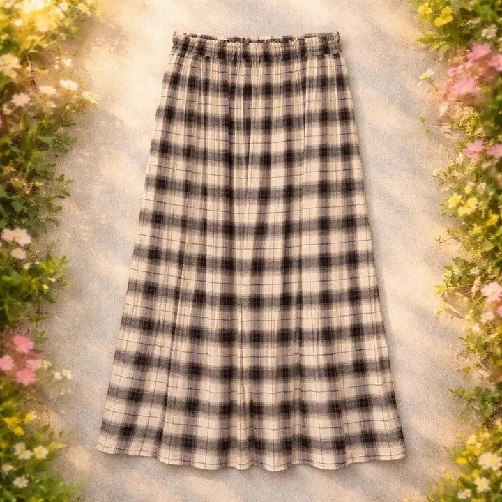 [BUNJANG] Checkered Pleated Long Skirt / 새상품:) 체크 롱 스커트 플리츠 치마