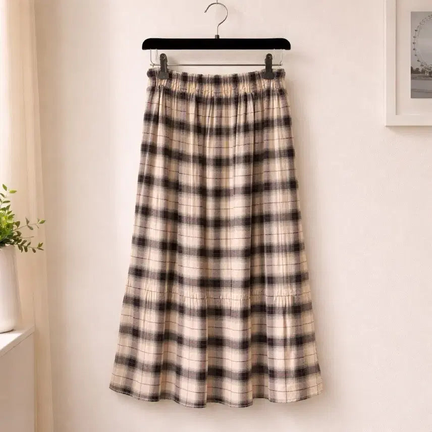 [BUNJANG] Checkered Pleated Long Skirt / 새상품:) 체크 롱 스커트 플리츠 치마