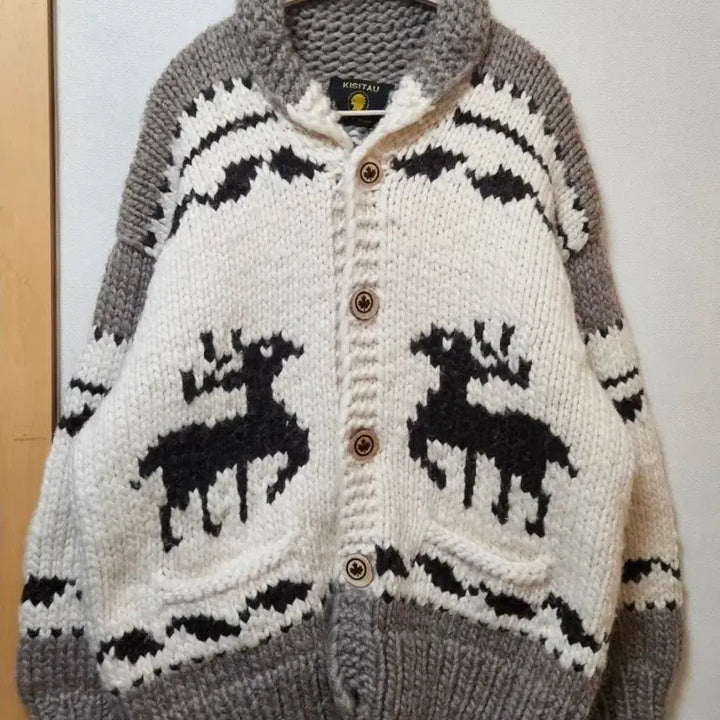 [BUNJANG] KISITAU Heavy Wool Cowichan Cardigan / 23일까지 무배) 빈티지 캐나다 KISITAU 헤비울 리얼 코위찬 가디건
