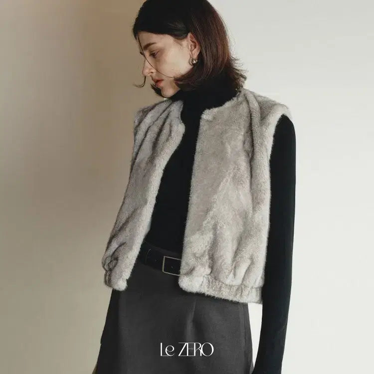 [BUNJANG] Le Zero Faux Fur Vest Gray M / 르제로 퍼 베스트 털조끼 그레이 M 새상품