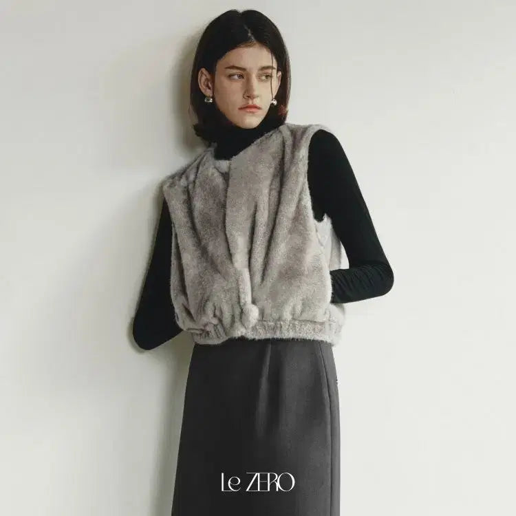 [BUNJANG] Le Zero Faux Fur Vest Gray M / 르제로 퍼 베스트 털조끼 그레이 M 새상품