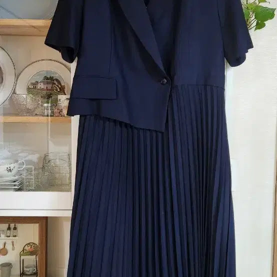 [BUNJANG] Stefanel Pleated Navy Long Dress / 스테파넬   플리츠 원피스
