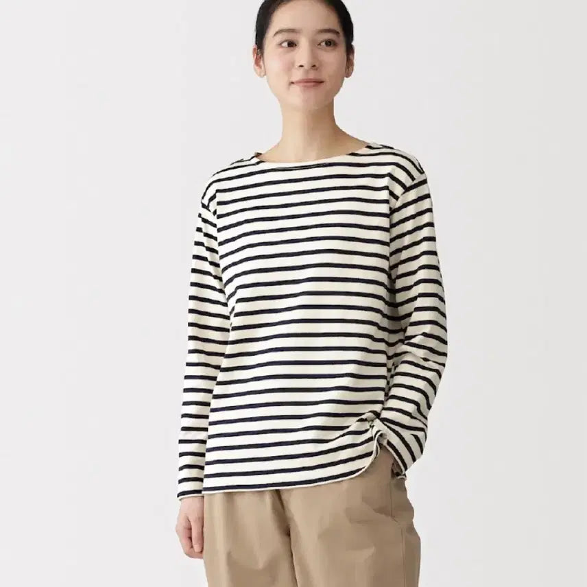[BUNJANG] MUJI Boat Neck Striped T-shirt / 무인양품 보트넥 스트라이프 티셔츠 s