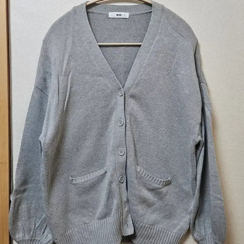 [BUNJANG] Kru Vintage Balloon Sleeve Gray Cardigan / 빈티지 벌룬 소매 그레이 가디건 크루빈티지