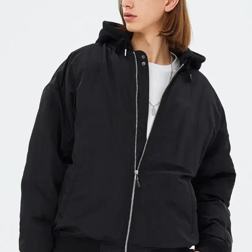 [BUNJANG] Grooverhyme Black Hooded Short Padded Jacket L / (하루마다 천원씩 내려갈 예정) 그루브라임 블랙 후드 숏패딩 L