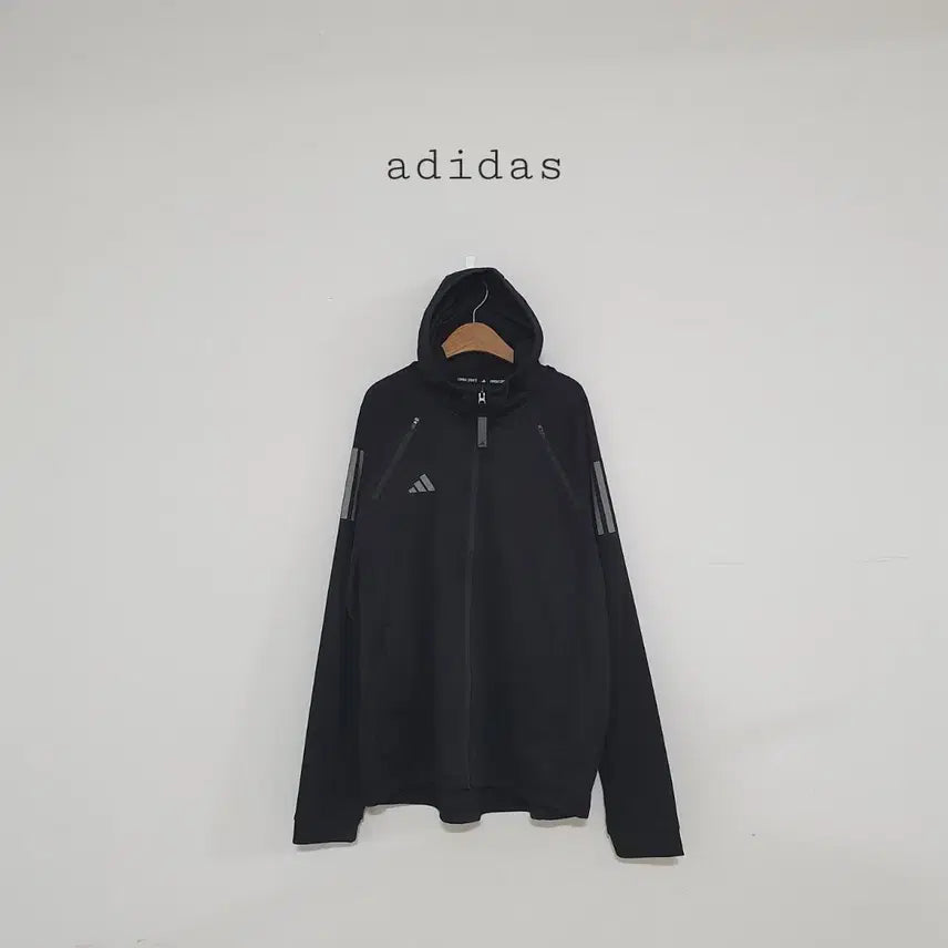 [BUNJANG] Adidas Black Jersey Hoodie Zip-up / No.26030713 아디다스 블랙 져지 후드 집업