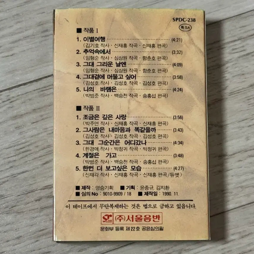 [BUNJANG] Won Mi Yeon 2nd Album Cassette Tape / 원미연 2집 카세트테이프