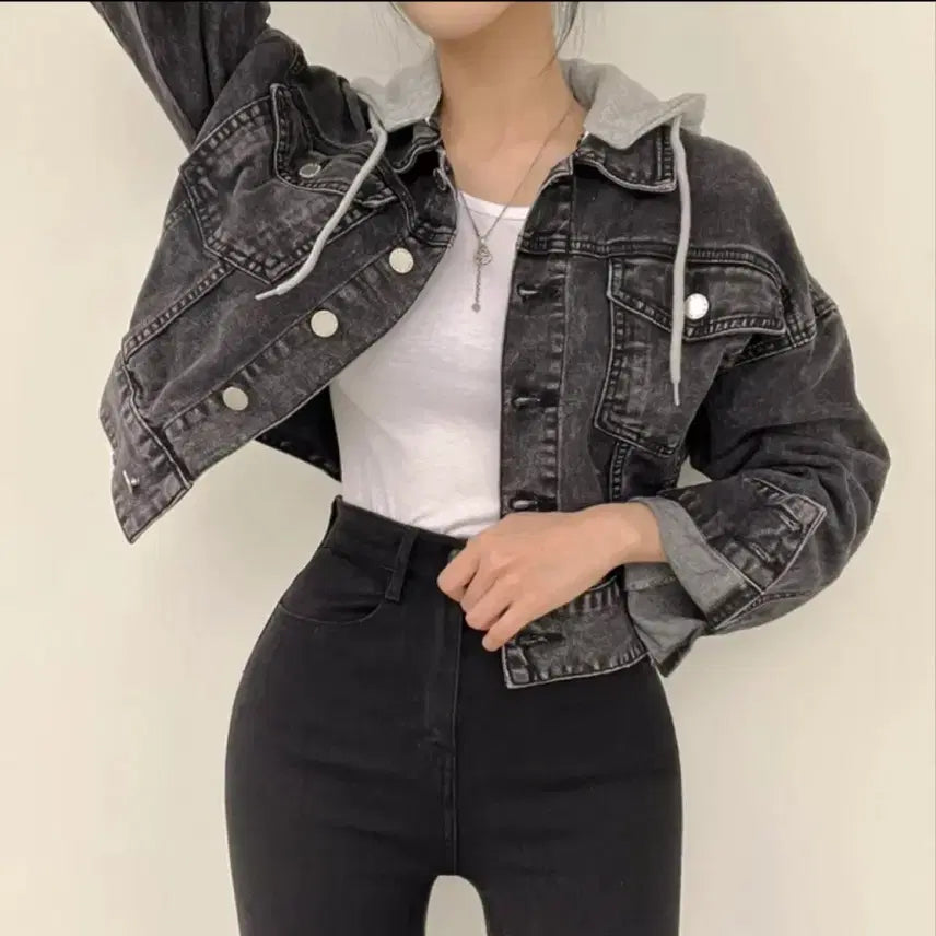 [BUNJANG] Ably Black Denim Jacket / 에이블리 흑청 자켓