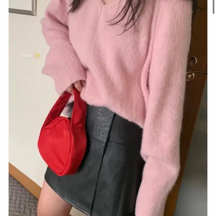 [BUNJANG] The Mellow Brush Knit Top / 더멜로우 브러쉬 니트 핑크색상
