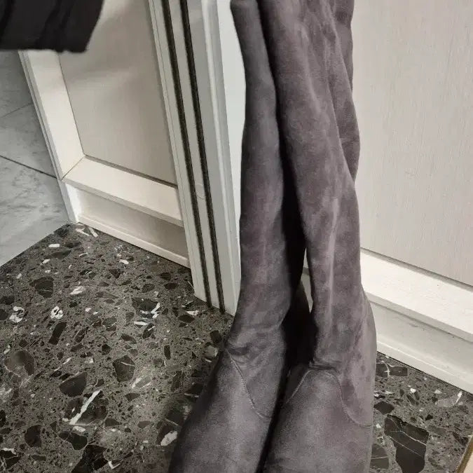 [BUNJANG] Suede Gray Long Boots / 스웨이드 롱부츠 회색