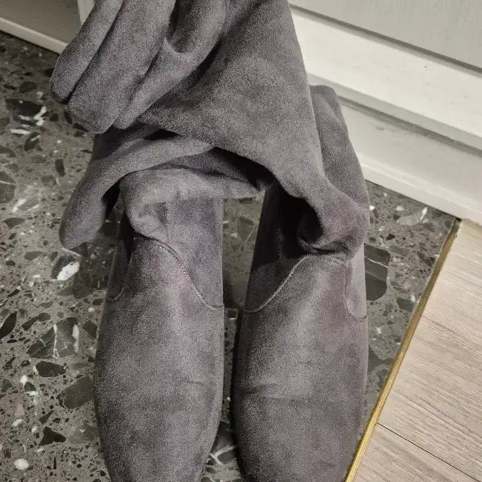 [BUNJANG] Suede Gray Long Boots / 스웨이드 롱부츠 회색