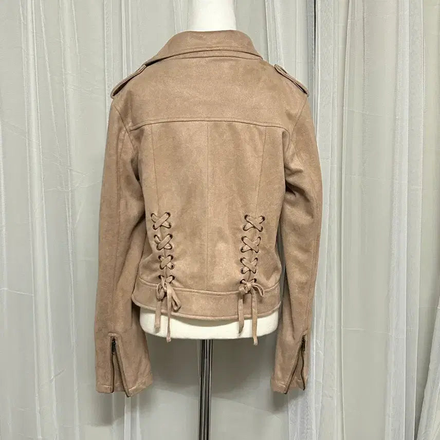 [BUNJANG] Liz Lisa Eyelet Ribbon Suede Crop Rider Jacket / 리즈리사 아일렛 리본 스웨이드 크롭 라이더자켓 갸루 y2k