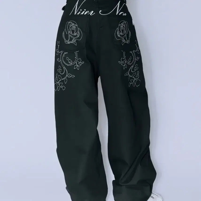 [BUNJANG] Nier Noir ROSE BALLOON DENIM PANTS - BLACK / 니어노어 ROSE BALLOON DENIM PANTS_BLACK