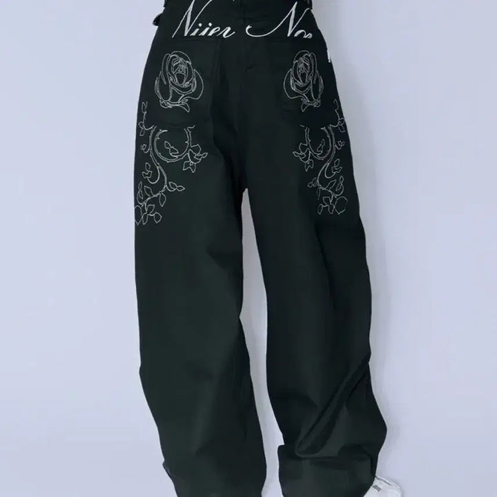 [BUNJANG] Nier Noir ROSE BALLOON DENIM PANTS - BLACK / 니어노어 ROSE BALLOON DENIM PANTS_BLACK