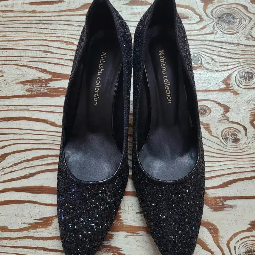 [BUNJANG] Glitter Stiletto Pumps - Black 250mm / 여성)글리터 펌프스 하이힐(새상품250m)