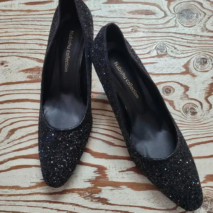 [BUNJANG] Glitter Stiletto Pumps - Black 250mm / 여성)글리터 펌프스 하이힐(새상품250m)