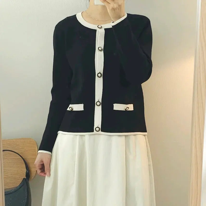 [BUNJANG] ZARA Tweed Cardigan (M) - Black / (M)자라 여성 가디건 트위드 배색 긴팔 블랙 L5W2542