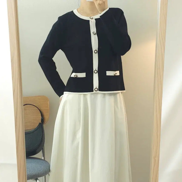 [BUNJANG] ZARA Tweed Cardigan (M) - Black / (M)자라 여성 가디건 트위드 배색 긴팔 블랙 L5W2542