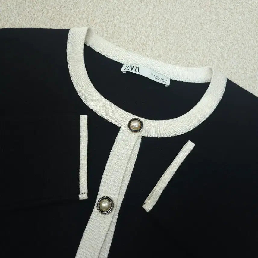 [BUNJANG] ZARA Tweed Cardigan (M) - Black / (M)자라 여성 가디건 트위드 배색 긴팔 블랙 L5W2542