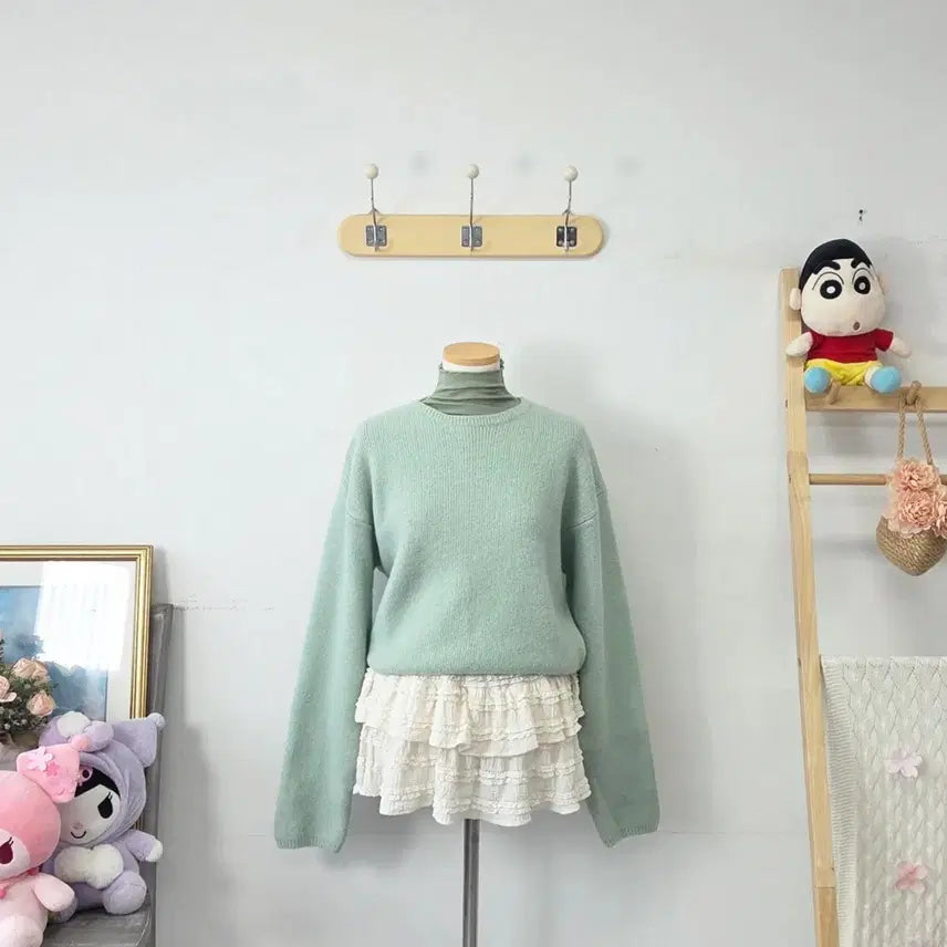 [SOLD OUT] 빈티지 만원샵 UNUSUALLY 민트 니트