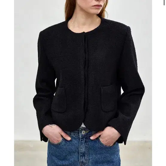 [BUNJANG] Notia Hidden Tweed Black Jacket (Small) / 노티아 히든 트위드 블랙 자켓 스몰