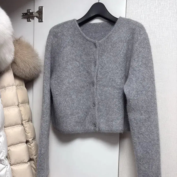 [BUNJANG] Angora Cardigan &amp; Flare Long Skirt Set / 럭셜 앙고라 가디건&amp; 플레어 롱스커트
