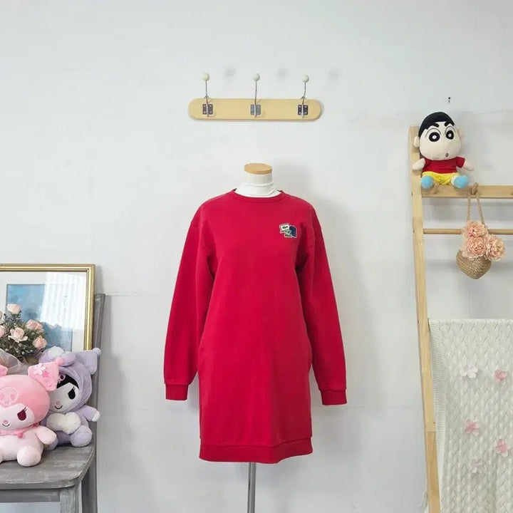 [BUNJANG] Lacoste Red Sweatshirt Dress / 빈티지 만원샵 라코스테 레드 맨투맨 원피스