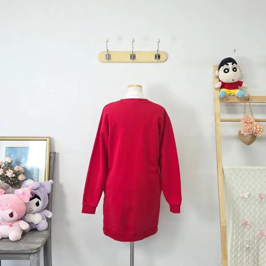 [BUNJANG] Lacoste Red Sweatshirt Dress / 빈티지 만원샵 라코스테 레드 맨투맨 원피스