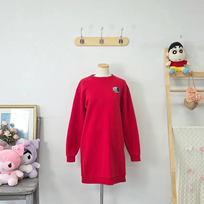 [BUNJANG] Lacoste Red Sweatshirt Dress / 빈티지 만원샵 라코스테 레드 맨투맨 원피스