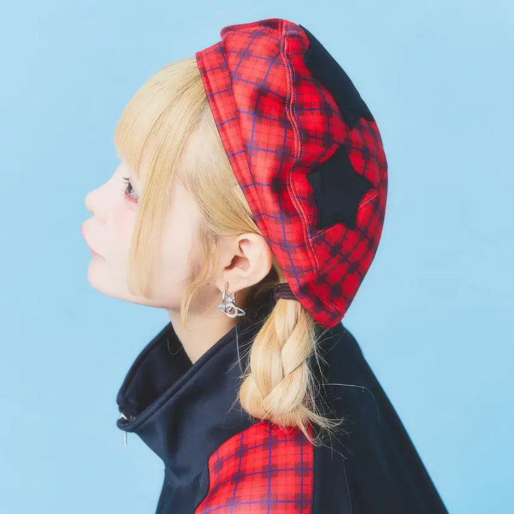 [BUNJANG] Hauls Checkered Beret / hauls 하울스 체크 별 베레모