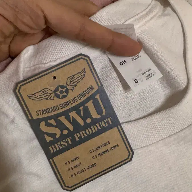 [BUNJANG] SWU Popeye White Short Sleeve T-Shirt / SWU Popeye 흰색 반팔 티셔츠 S 새상품