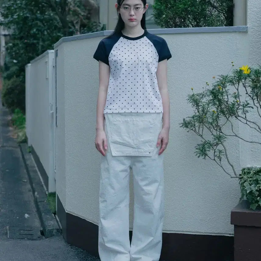 [BUNJANG] OHESIO Dot Raglan T-shirt (White) / 오헤시오 dot raglan t-shirt (white)