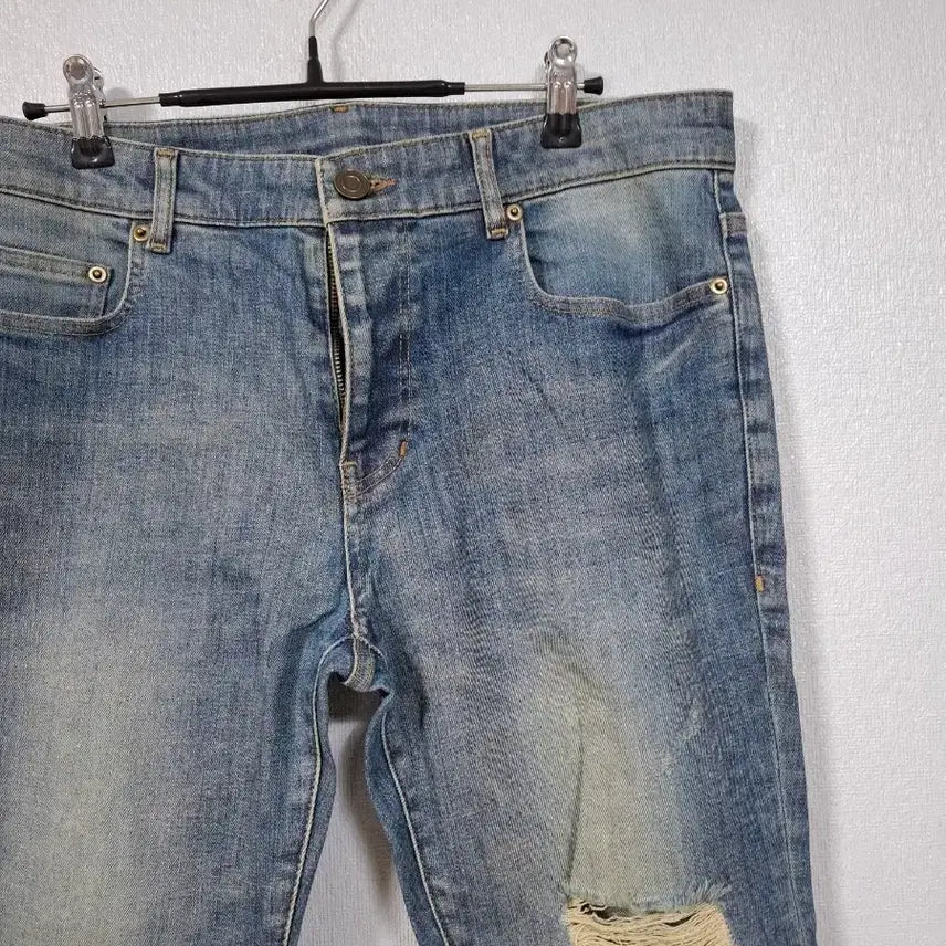 [BUNJANG] System Homme Distressed Stretch Straight Jeans 32 / 시스템옴므 데미지 스판 일자청바지 32